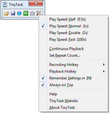الإصدار 1.61 compact toolbar with Always on Top and variable speed controls enabled